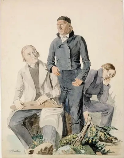 Kansanrunoilijat Olli Kymäläinen, Pietari Makkonen ja Antti Puhakka ; Kuvitusta R.Tengströmin teokseen, Finsk antologi., by Johan Knutson