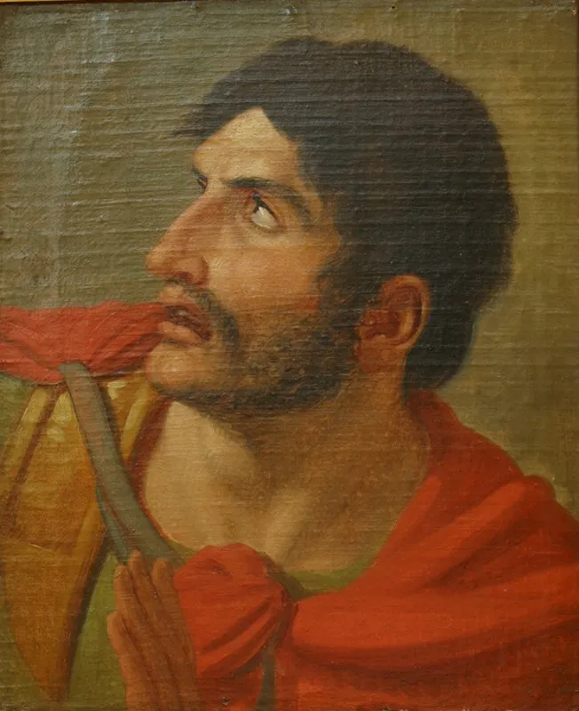 Antik kriger. Studiehoved, by Johan Ludwig Lund, oil, 1801