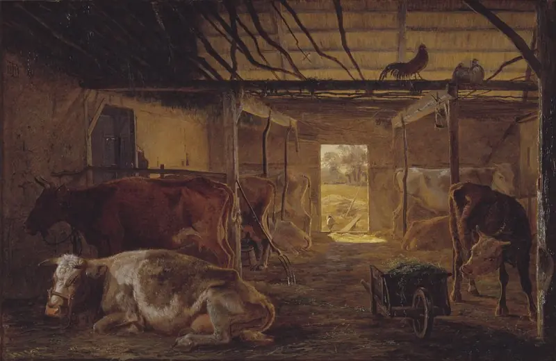 A Cowshed on a Farm at Vejby, Zealand, by Johan Lundbye