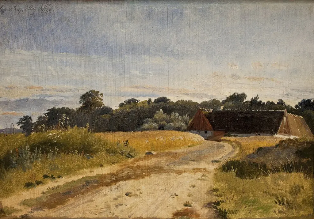 A Croft at Lodskov near Vognserup Manor. Study, by Johan Lundbye