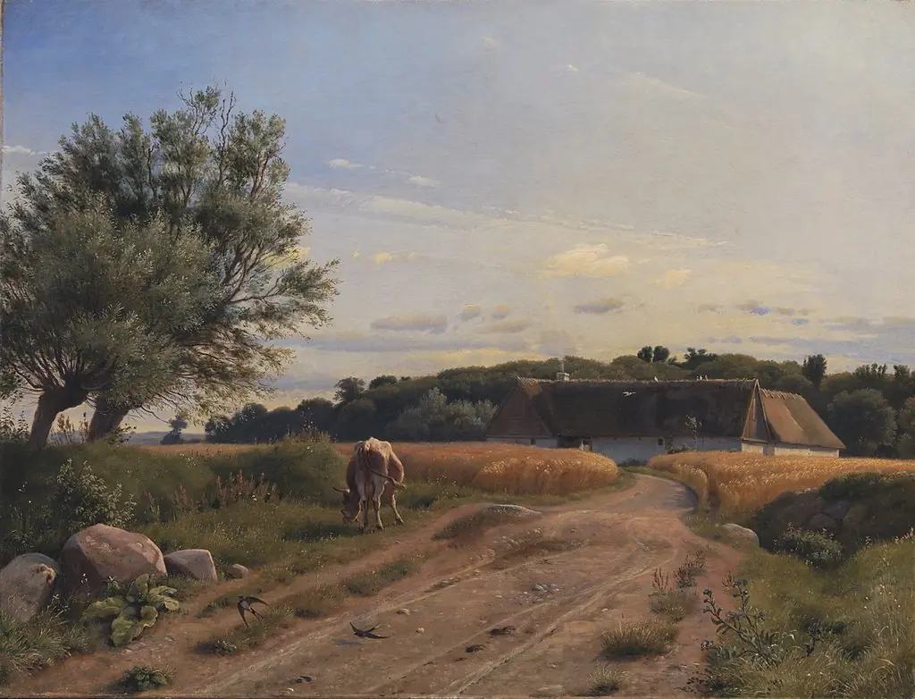 A Croft at Lodskov near Vognserup Manor, Zealand, by Johan Lundbye