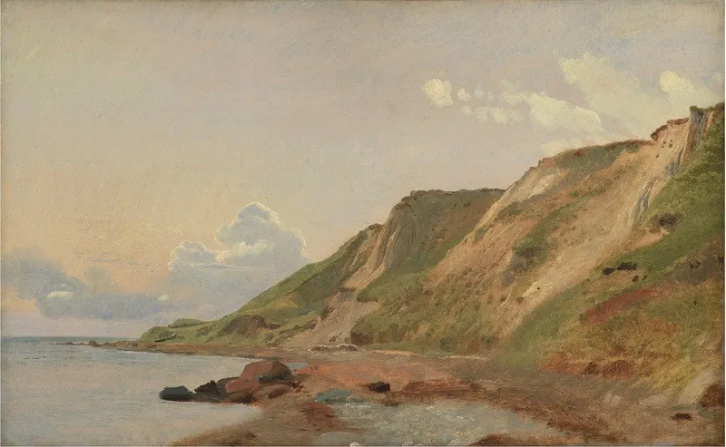 Study of Cliffs at the South Coast of Refsnæs, by Johan Lundbye, oil, 1847