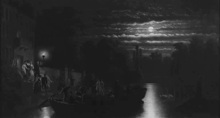 Moonlight Boating Party, by Johan Mengels Culverhouse, oil, 1888