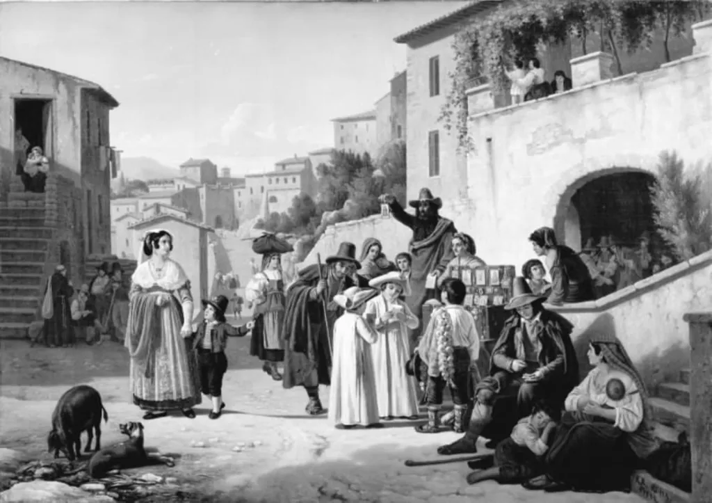 A Relic Dealer in Olevano, by Johan Peter Raadsig, oil, 1844