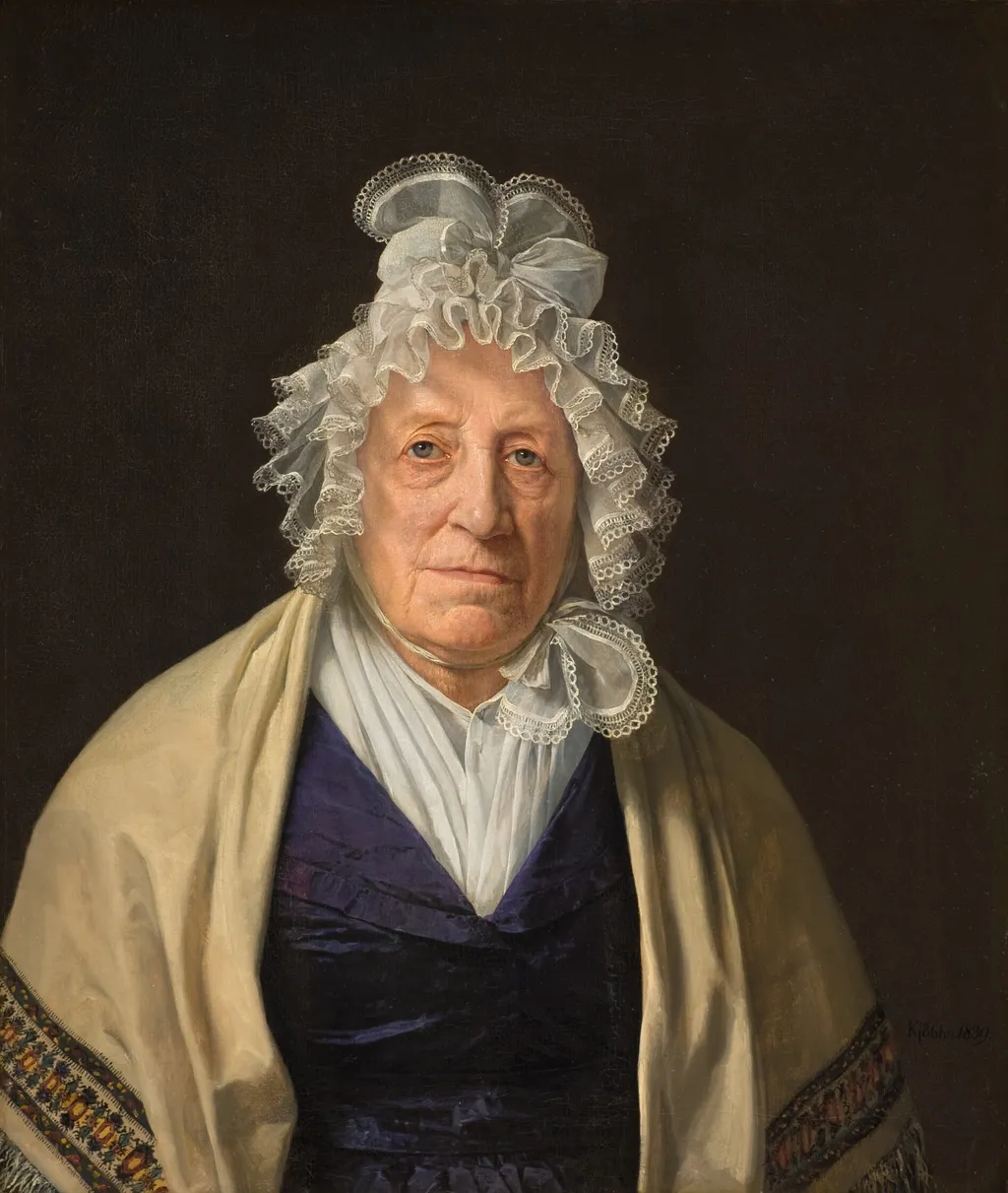 Fru Lindam, f. Goos, enke efter superkargo Lindam i Ostindien, by Johan Vilhelm Gertner, oil, 1839