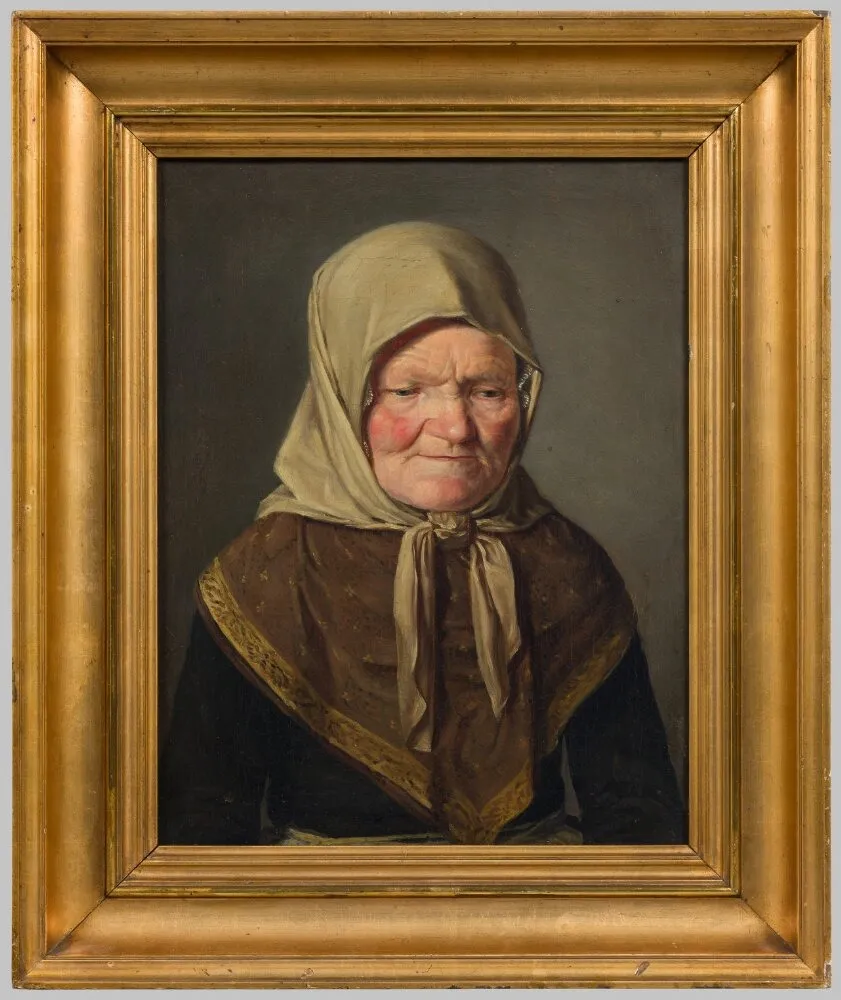 Study of an Old Woman with a Huckle and a Shawl, by Johan Vilhelm Gertner, oil, 1854