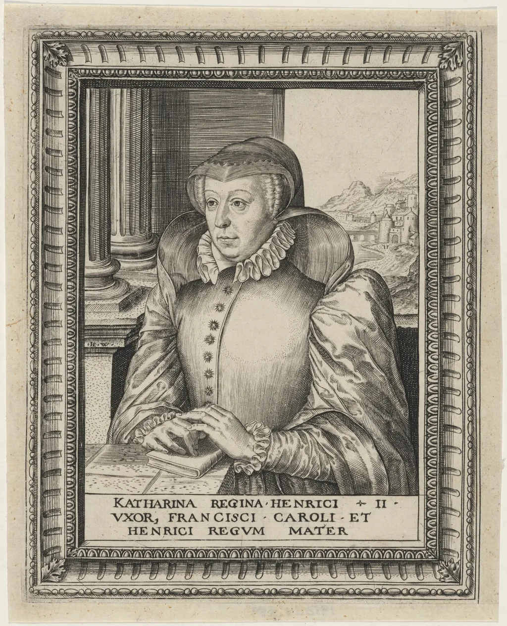 Catherine de Medici, Wife of Henry II of France, by Johan Wierix, ink, 1582