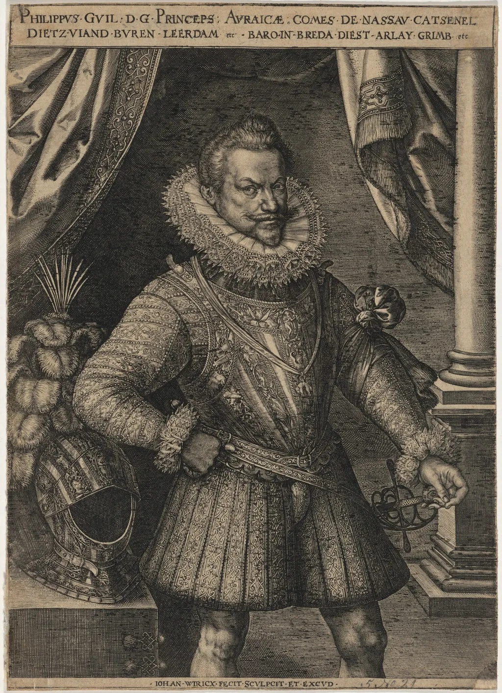 Philip William, Prince of Orange, by Johan Wierix, ink, 1582