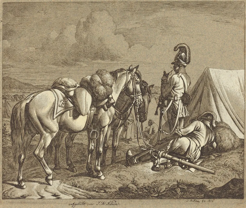 Austrian Dragoons, by Johann Adam Klein, ink, 1816