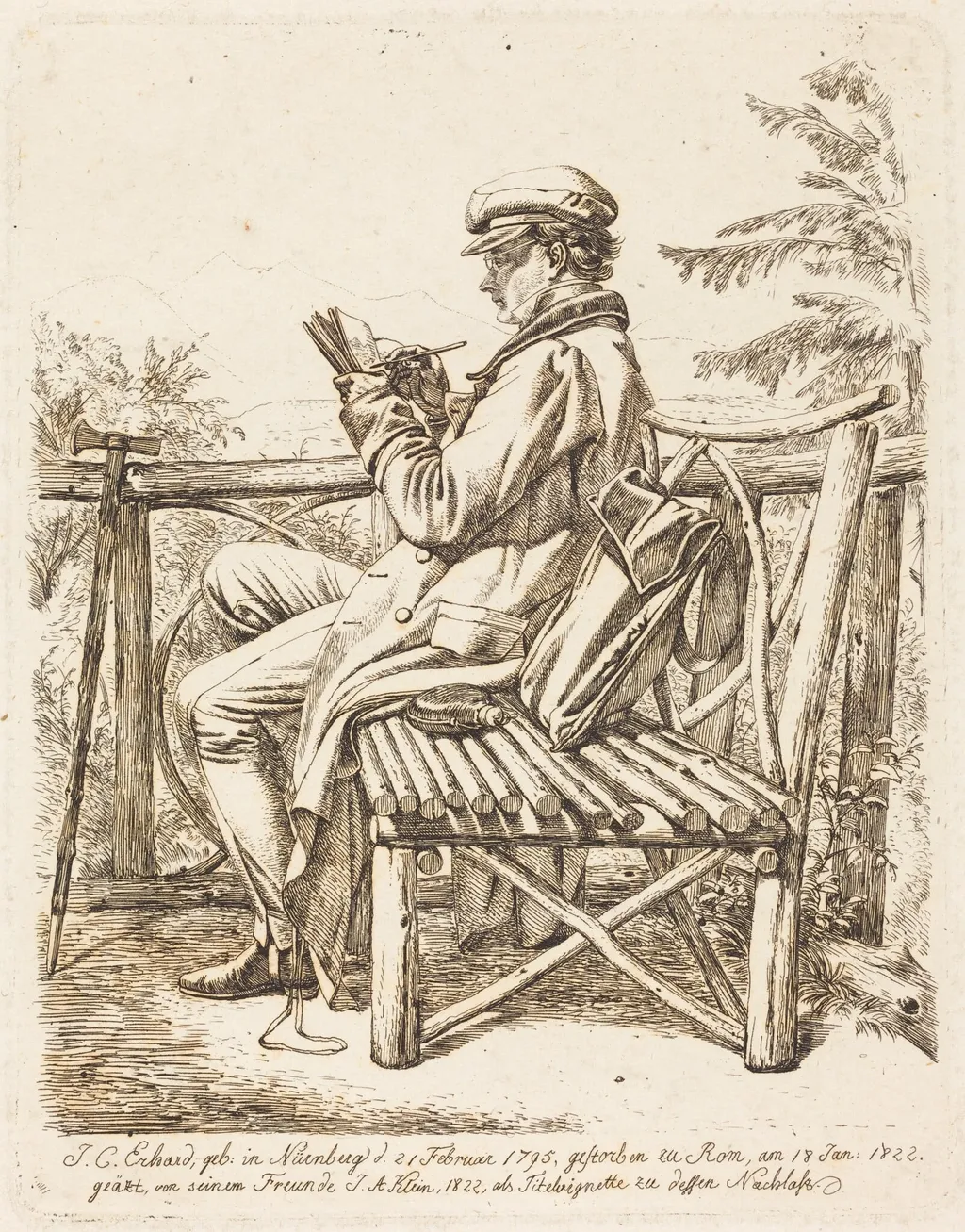 J.C. Erhard, by Johann Adam Klein, ink, 1822
