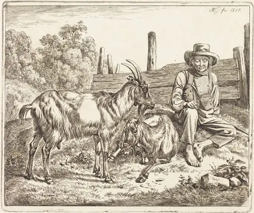 Shepherd Boy with Two Goats, by Johann Adam Klein