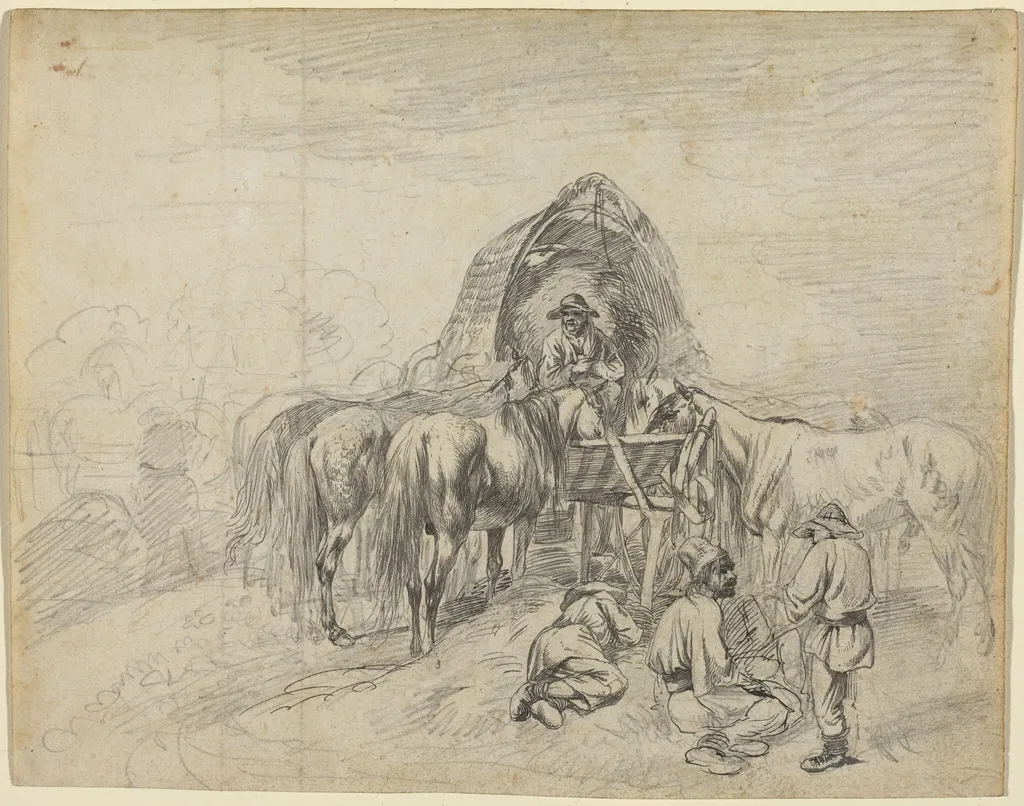 Wallachian Wagoners Resting, by Johann Adam Klein, graphite, 1813