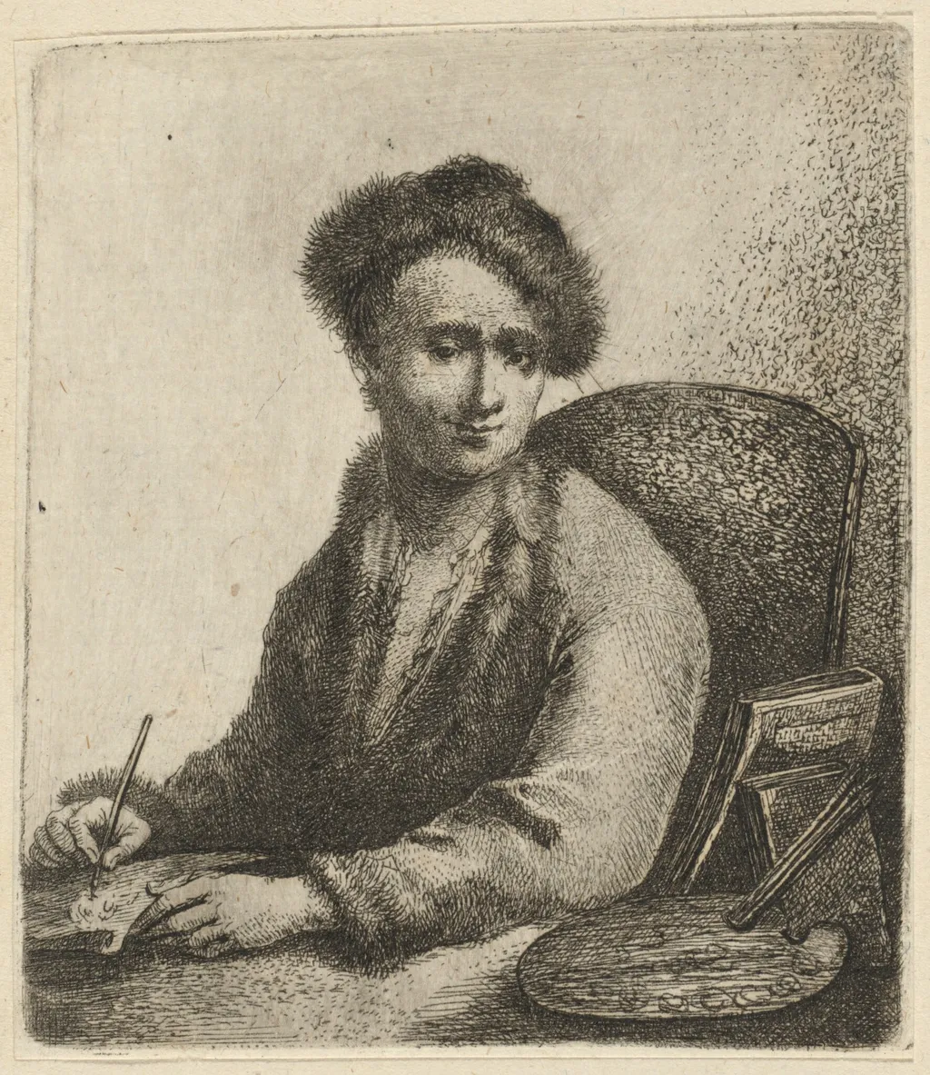Self-Portrait, by Johann Andreas Benjamin Nothnagel, ink, 1770