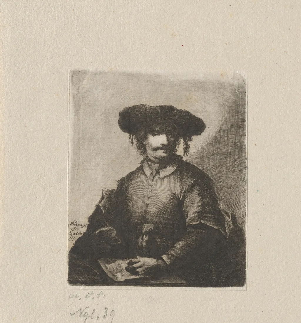Self-Portrait, by Johann Andreas Benjamin Nothnagel, ink, 1771