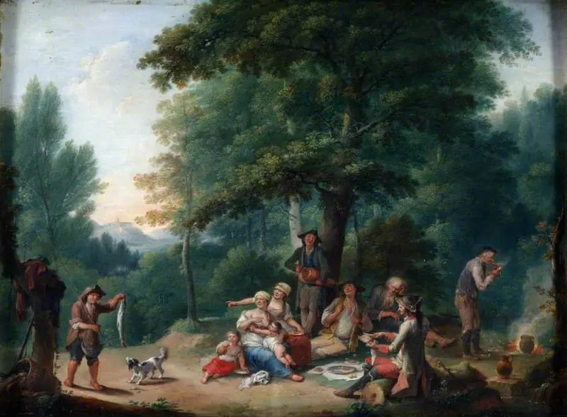 Landscape with Peasants Regaling Themselves in a Wood, by Johann Andreas Herrlein
