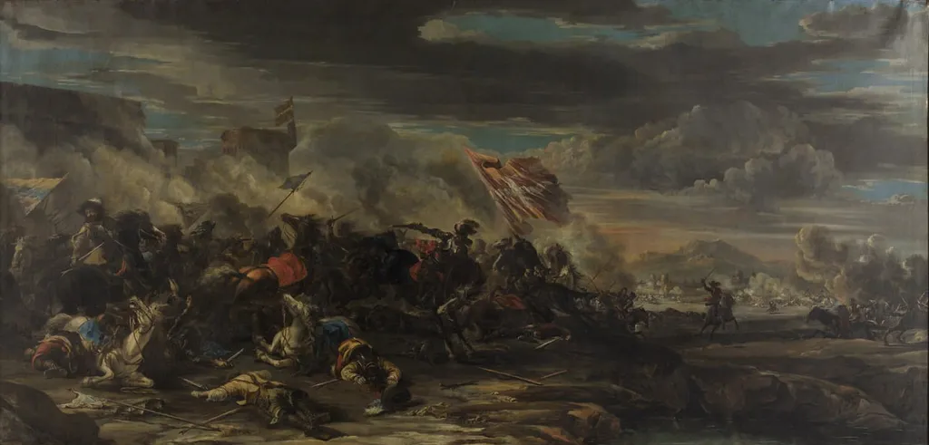 Gefecht zwischen österreichischen und schwedischen Truppen, by Johann Anton Eismann, unspecified, 1660