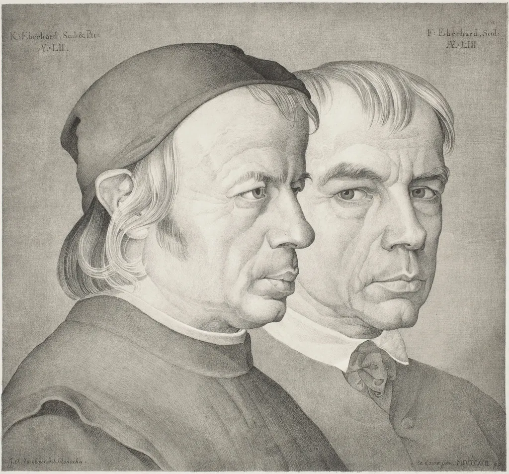The Brothers Konrad and Franz Eberhard, by Johann Anton Ramboux, ink, 1822