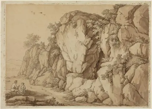 A Young Couple Seated near a Massive Rock Formation, by Johann August Nahl II