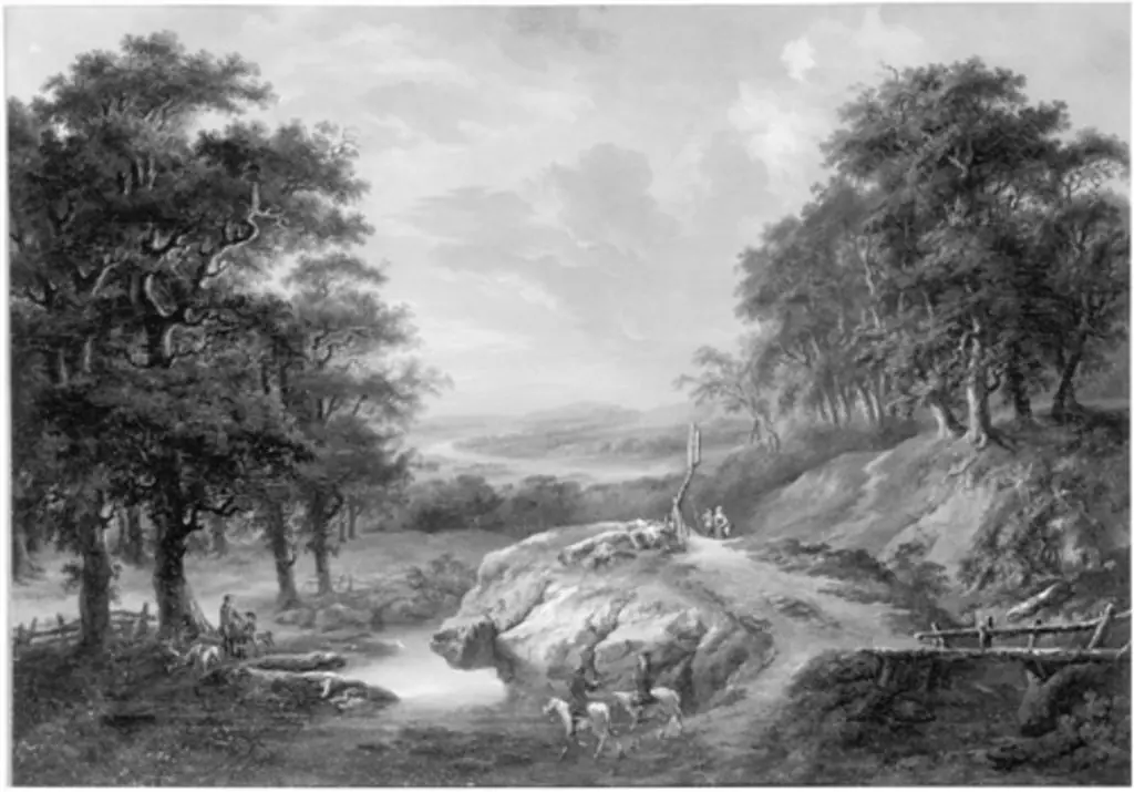 Komponierte Waldlandschaft mit Jägern, by Johann Balthasar Bullinger