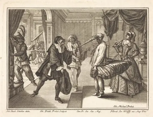 Harlequin at Dr. Polovard's House, by Johann Balthasar Probst