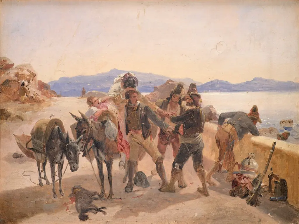 Robbers Attacking Travellers, by Johann Baptist Kirner