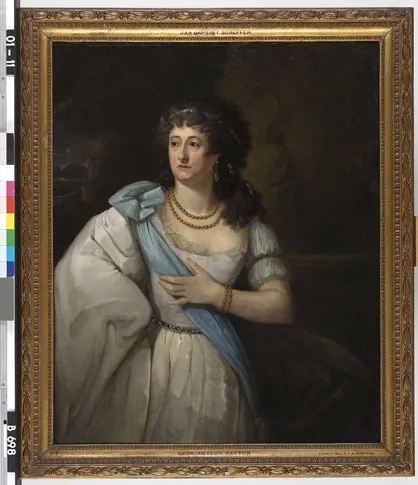 Joanna Cornelia Ziesenis-Wattier (1762-1827). Toneelspeelster, in de rol van Elfride in het gelijknamige toneelstuk van Friedrich Justin Bertuch, by Johann Baptist Scheffer, oil, 1800