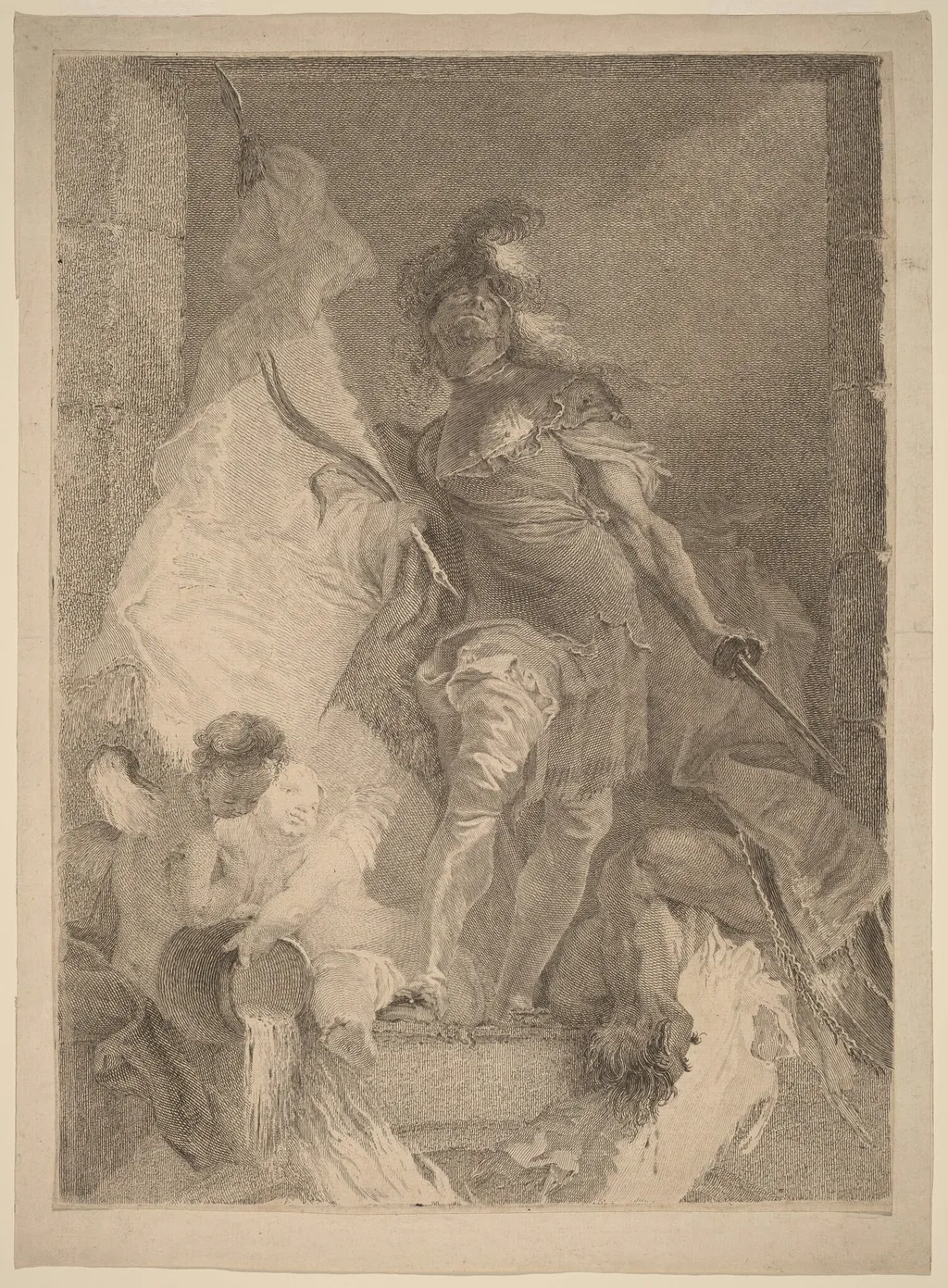Saint Florian, by Johann Beheim, ink, 1765