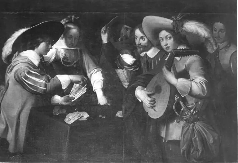 Card and lute players