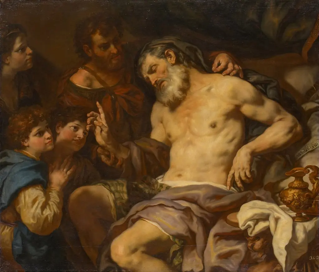Jacob Blesses Ephraim and Manasseh, by Johann Carl Loth