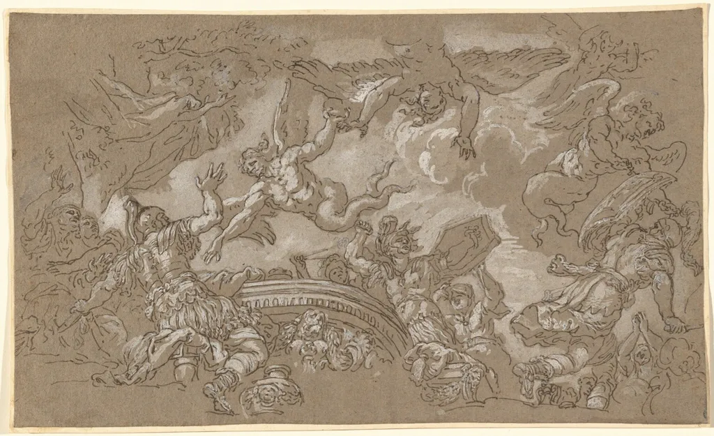 The Harpies Attacking Aeneas and His Companions, by Johann Carl Loth, chalk, 1680