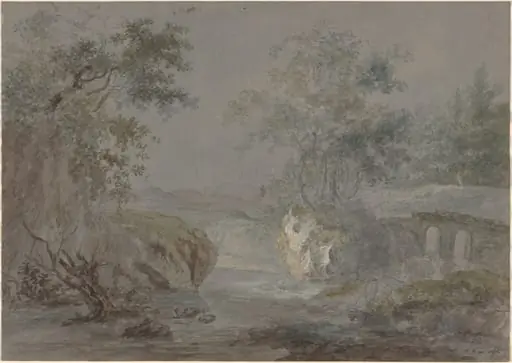 Wooded Cliffs along a Riverbank, by Johann Caspar Huber