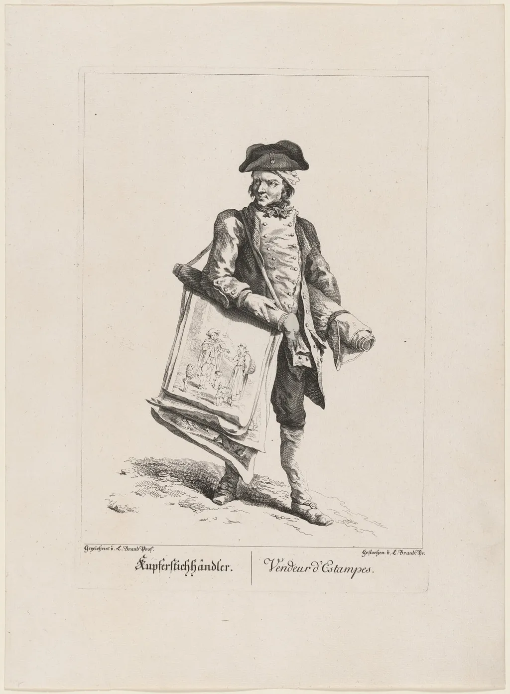 Kupferstichhändler (Print Seller), by Johann Christian Brand, ink, 1775