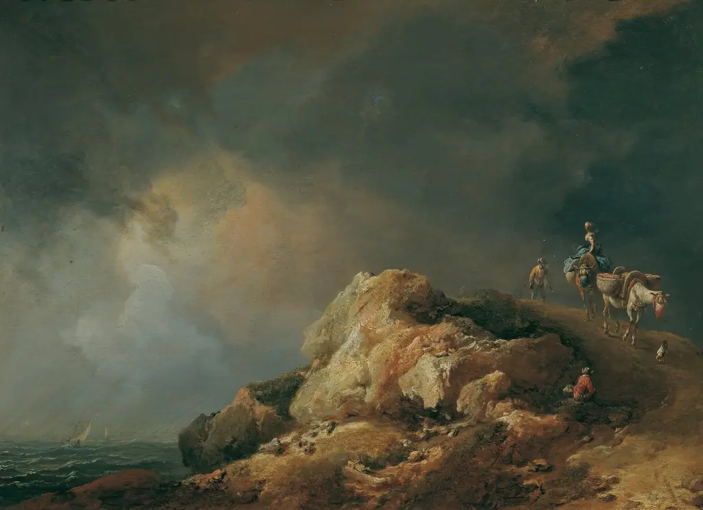 Küstenlandschaft mit Saumtieren, by Johann Christian Brand