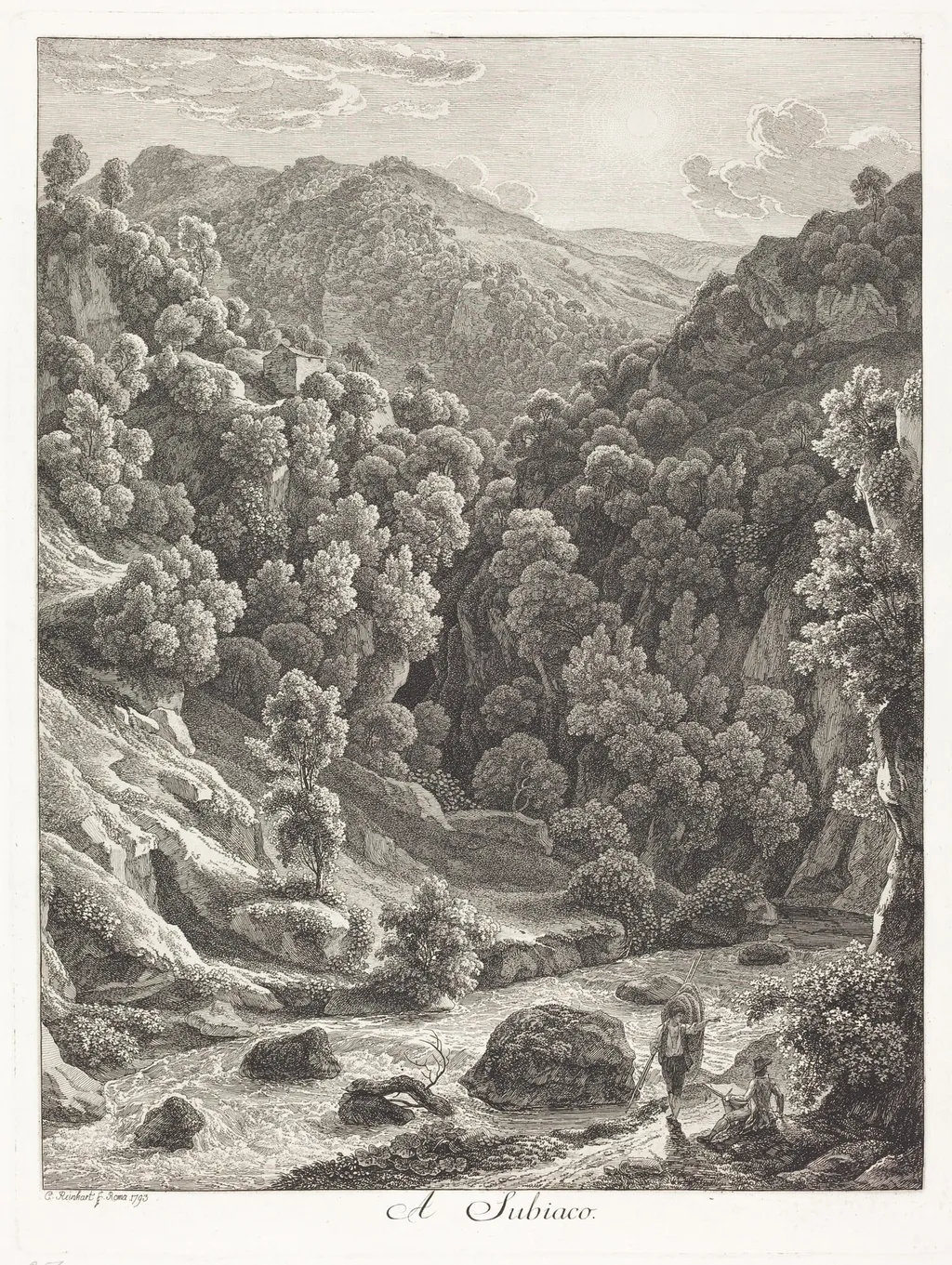 A Subiaco (Near Subiaco), by Johann Christian Reinhart, ink, 1793