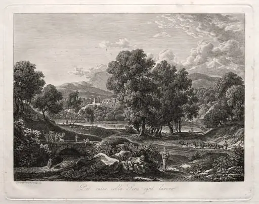 Heroic Landscape: The Shepherd's Dance on the Bridge, by Johann Christian Reinhart