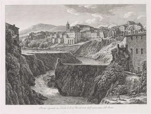 Rovine cagionate in Tivoli, dall'escrescenza dell'Aniene (Tivoli Damaged by the Flood of the River Aniene), by Johann Christian Reinhart