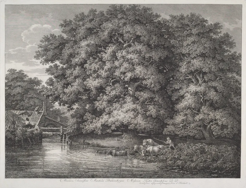 The Mill at the Great Oaks, by Johann Christian Reinhart, ink, 1788