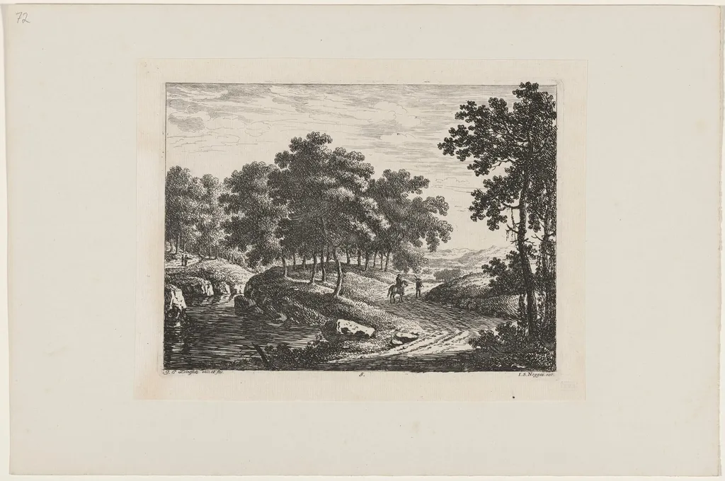 Rider on a Path, by Johann Christoph Dietzsch, ink, 1734