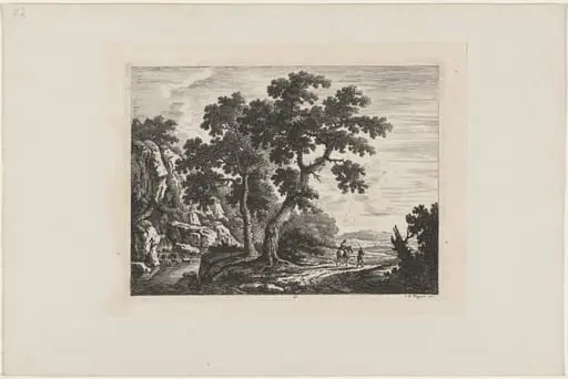 Rider on a Path by a Waterfall, by Johann Christoph Dietzsch