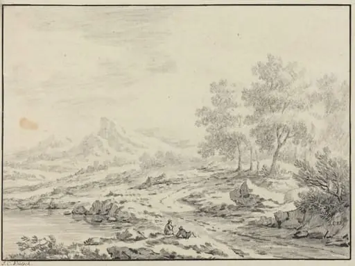 Two Men Resting near a Lake, by Johann Christoph Dietzsch