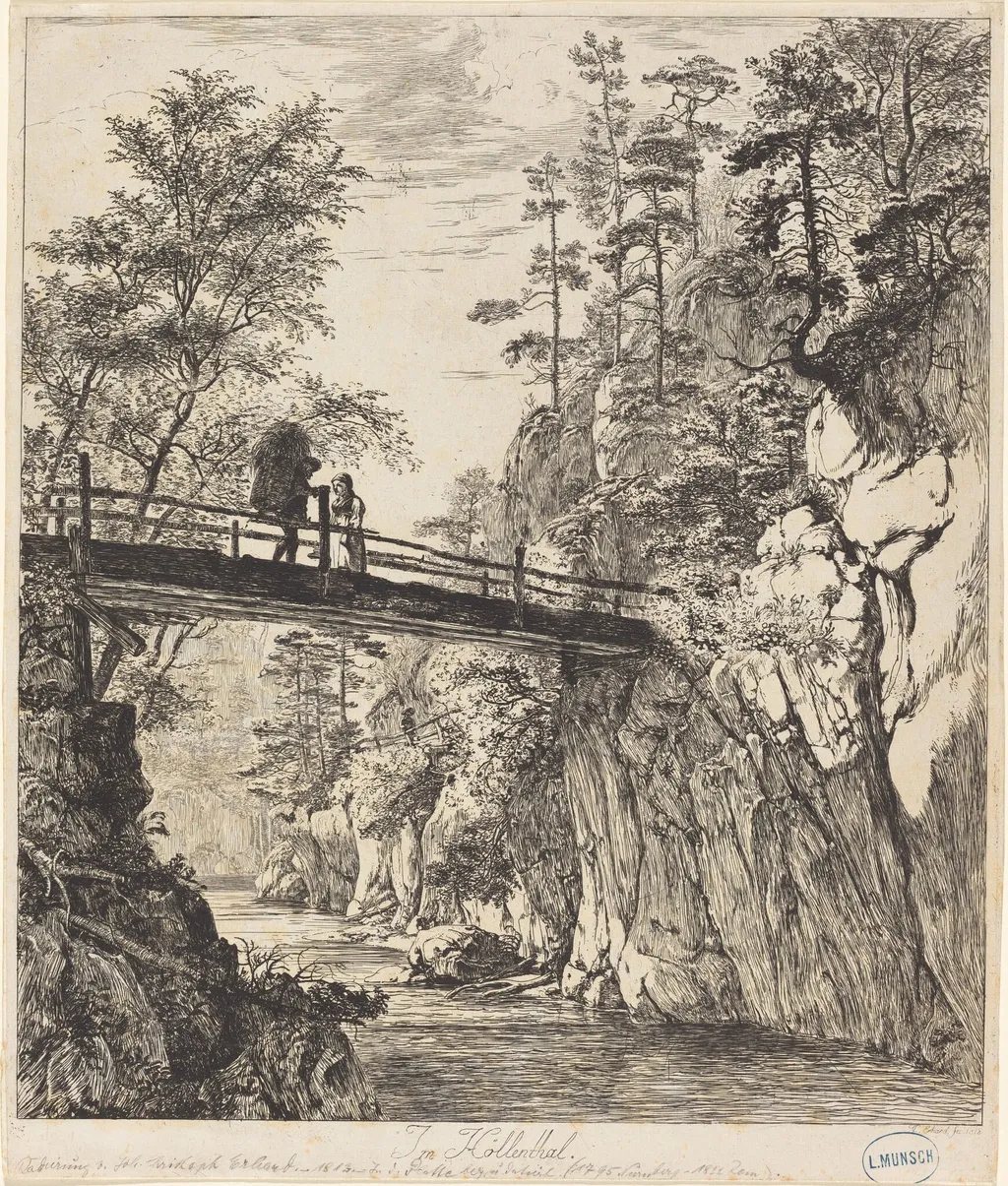 Im Höllenthal (In the Höllen Valley), by Johann Christoph Erhard, ink, 1818