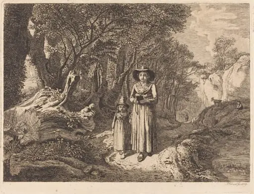 Woman and Child Walking to Church, by Johann Christoph Erhard