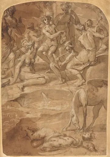 Apollo and the Muses on Mount Parnassus, by Johann Christoph Storer