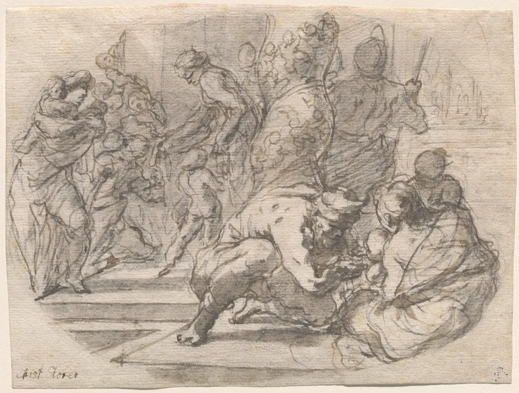 The Generosity of Empress Pulcheria, by Johann Christoph Storer, chalk, 1644
