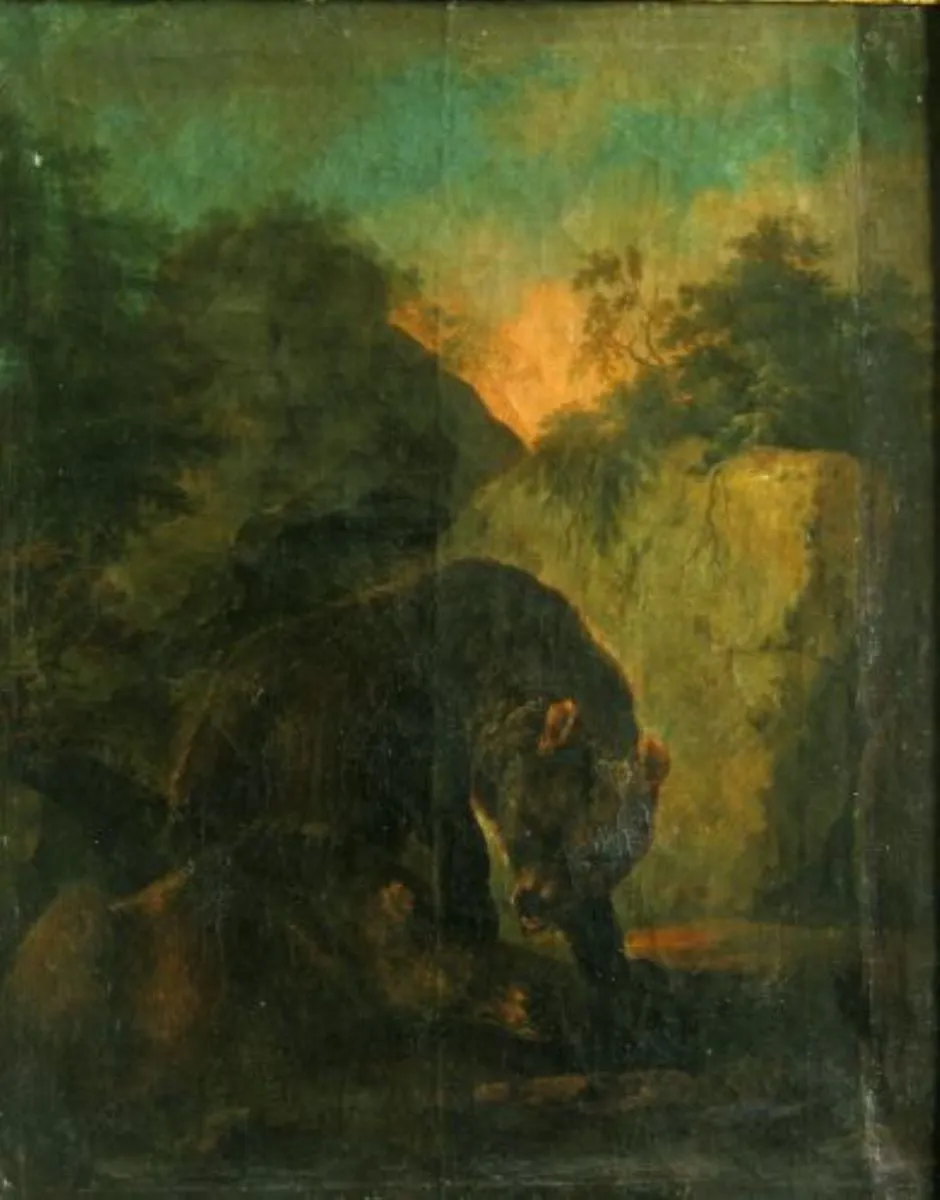 Doi urși; pandant: Leoparzi jucându-se, by Johann Christoph Viechter, unspecified