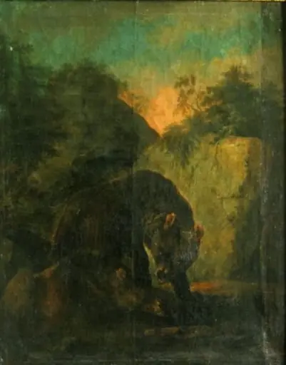 Doi urși; pandant: Leoparzi jucându-se, by Johann Christoph Viechter