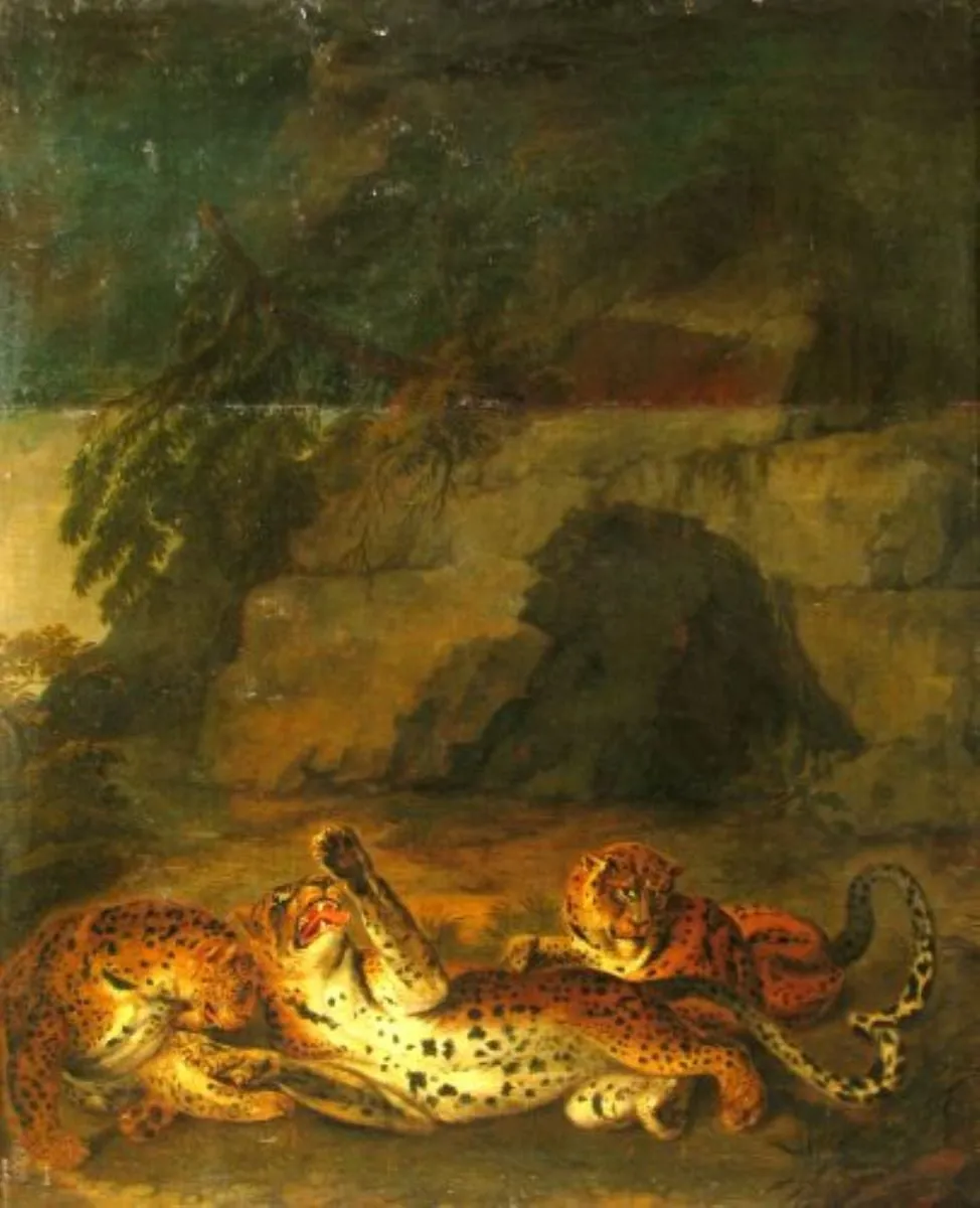 Leoparzi jucându-se; pandant: Doi urși, by Johann Christoph Viechter, unspecified