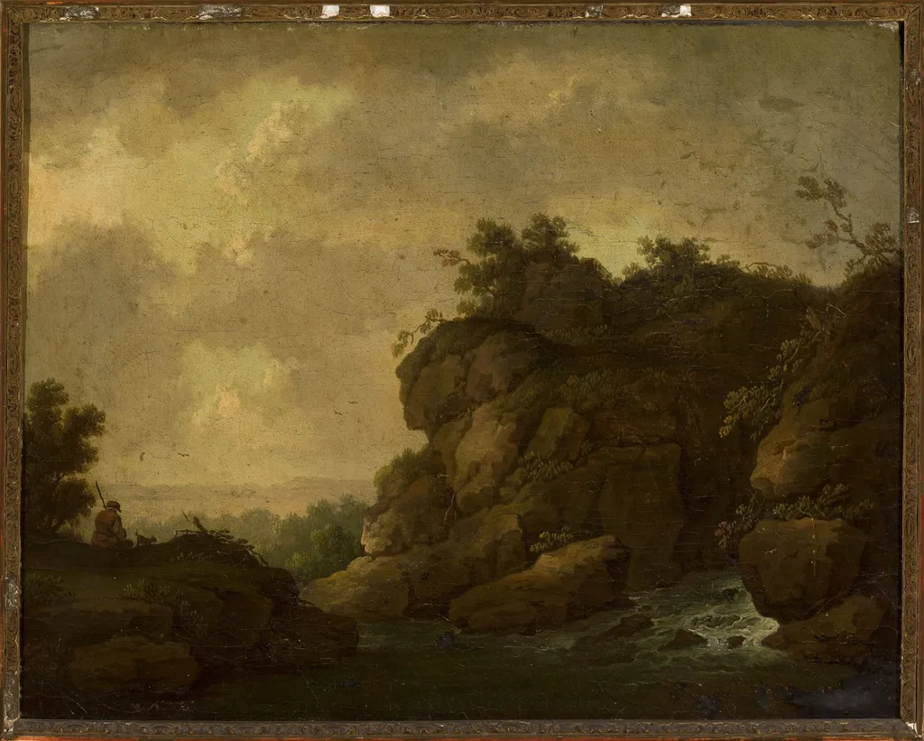 Romantic landscape with a shepherd, by Johann Christoph von Bemmel, oil, 1762