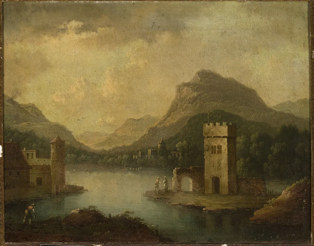 Romantic landscape with architecture, by Johann Christoph von Bemmel, oil, 1762