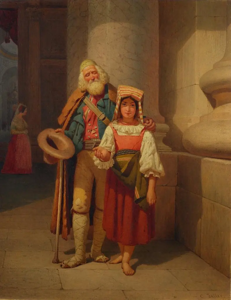 Der blinde Bettler und sein Kind bei St. Peter in Rom, by Johann Conrad Zeller